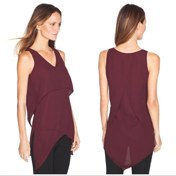 White House Black Market Tops - White House Black Market Maroon Tunic Blouse Top